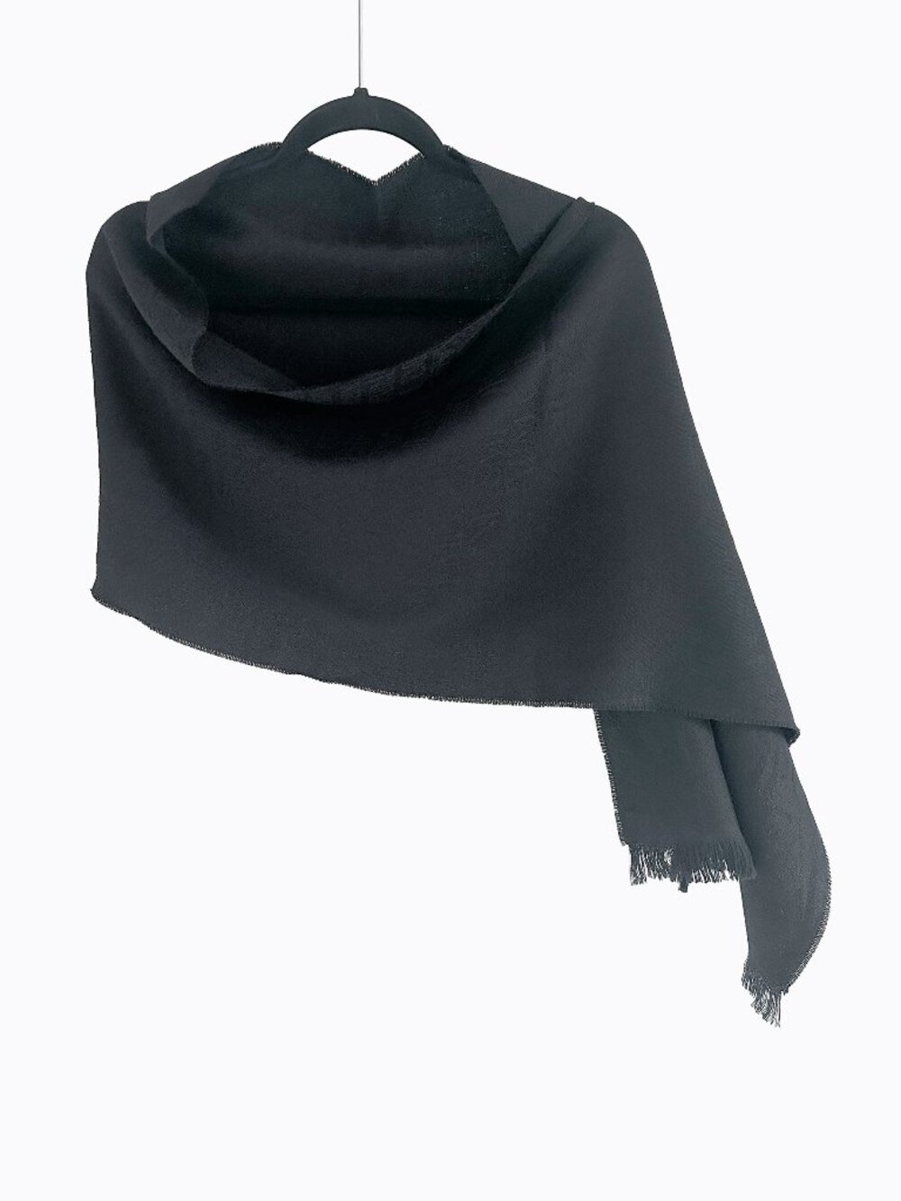 Emporio Armani Vintage Black Jacquard Logo Pattern Fringed Oblong Luxury Scarf